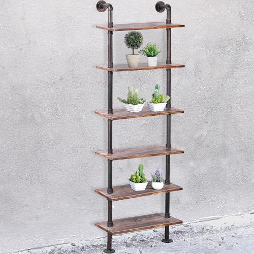 Wall Mounted Industrial Metal Pipe & Rustic Wood Display Shelf - MyGift