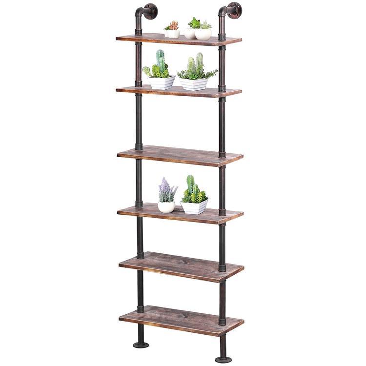 Wall Mounted Industrial Metal Pipe & Rustic Wood Display Shelf - MyGift