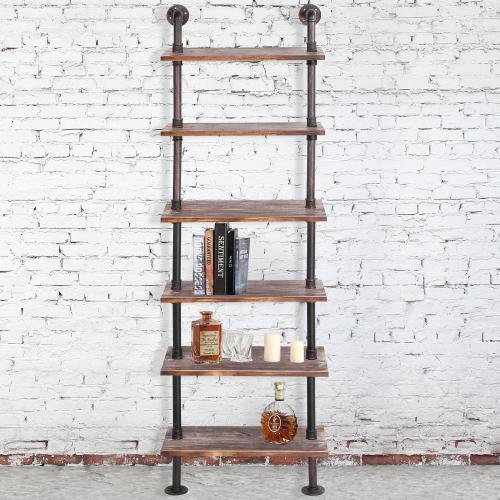 Wall Mounted Industrial Metal Pipe & Rustic Wood Display Shelf - MyGift