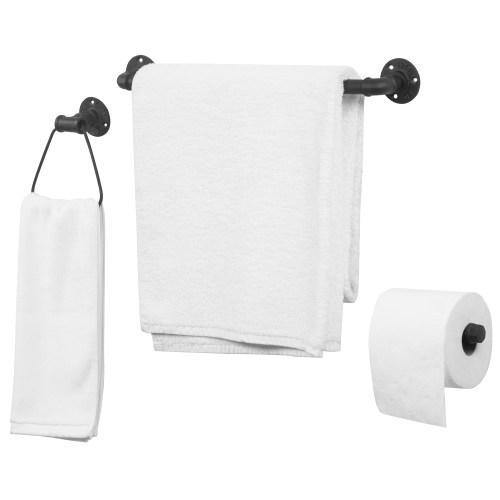 Wall Mounted Metal Pipe Bathroom Accessory Set - MyGift