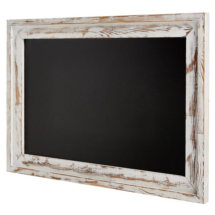 Shabby Chic Wall Mounted White Washed Wood Framed Chalkboard, White - MyGift Enterprise LLC