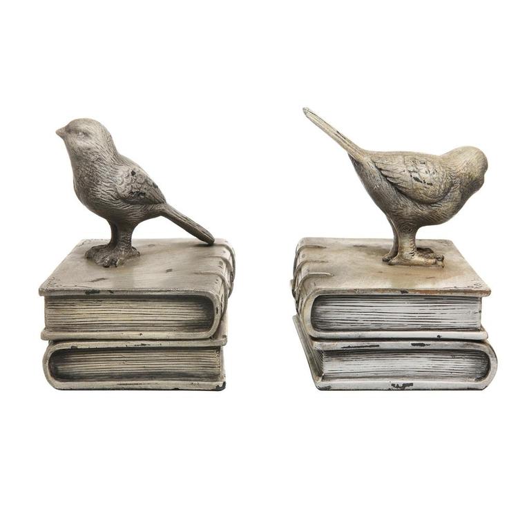 Decorative Birds & Books Design Ceramic Bookshelf Bookends / Paper Weights - MyGift Enterprise LLC