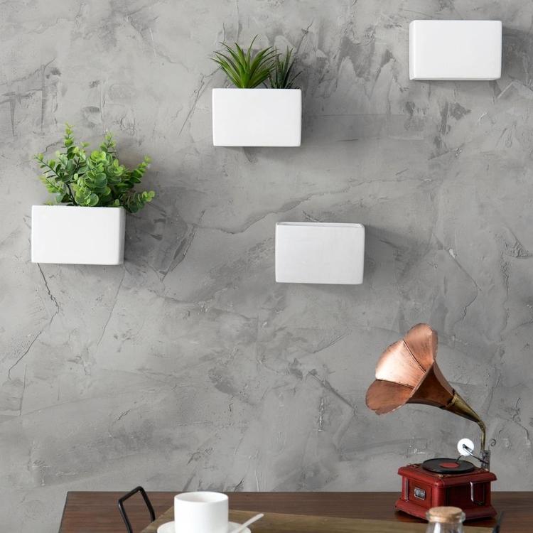 Modern White Ceramic Wall Hanging Succulent & Herb Planter Box, Set of 4 - MyGift Enterprise LLC
