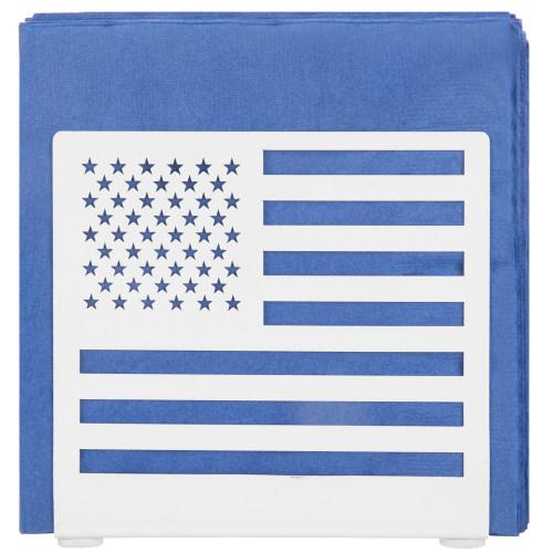 White Metal American Flag Cut-out Design Napkin Holder
