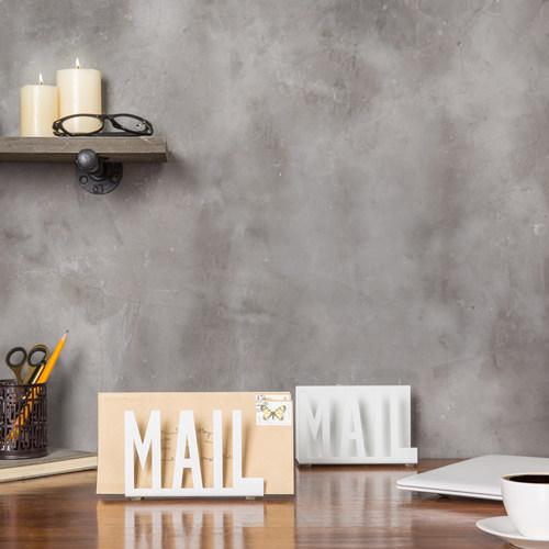 White Metal Desktop Cutout Mail Letter Holder (Set of 2)