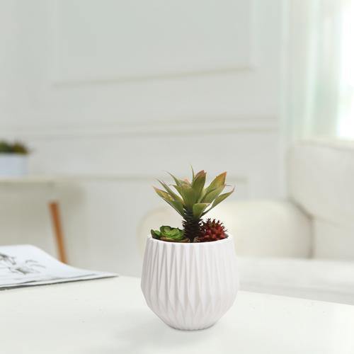 White Textured Ceramic Succulent Planter, Set of 2 - MyGift