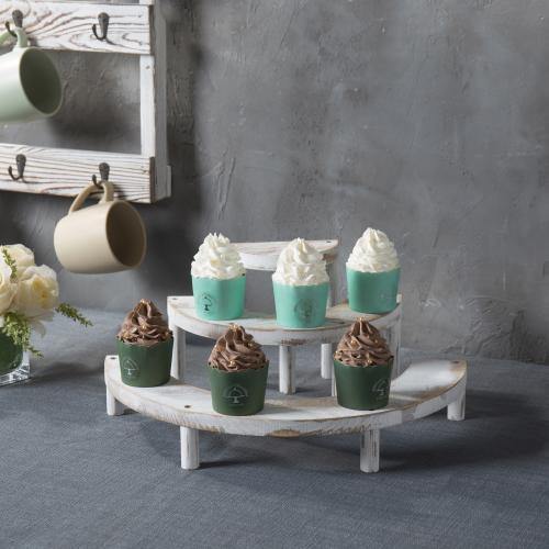 White Washed 3-Tier Retail Display Risers