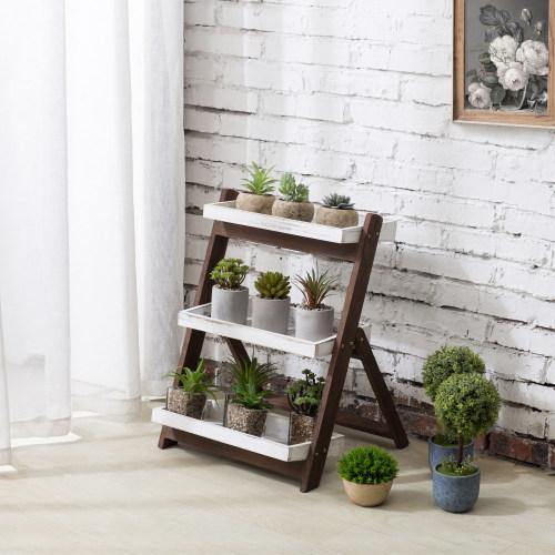 White/Burnt Brown Wood Display Shelves - MyGift