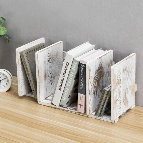 Whitewashed  Expandable Wood Desktop Bookshelf - MyGift