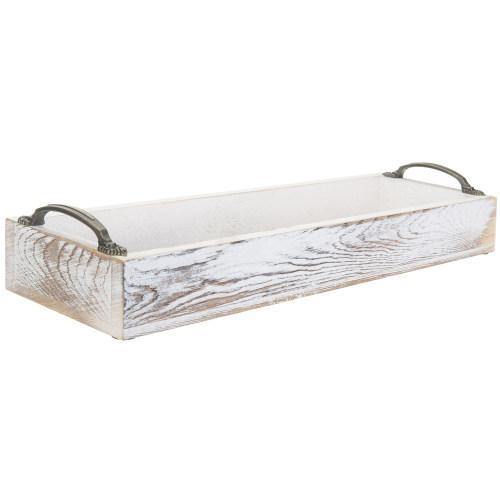 Whitewashed Rectangular Wood Serving Tray - MyGift