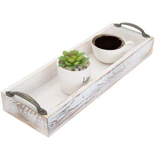 Whitewashed Rectangular Wood Serving Tray - MyGift