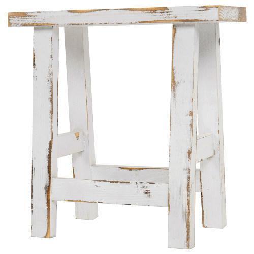 Whitewashed Solid Wood Accent Table/Mini Stool Display Stand - MyGift