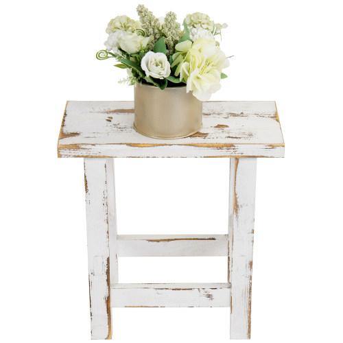 Whitewashed Solid Wood Accent Table/Mini Stool Display Stand - MyGift