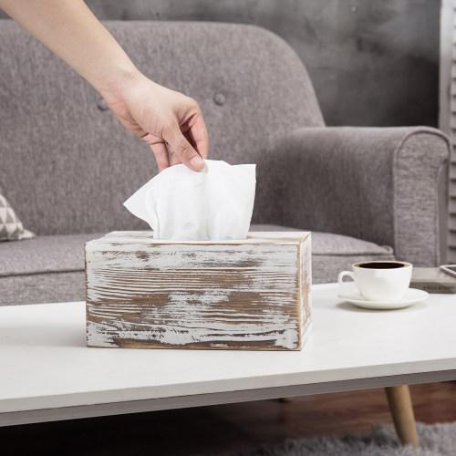 Whitewashed Tissue Box Cover, Rectangular