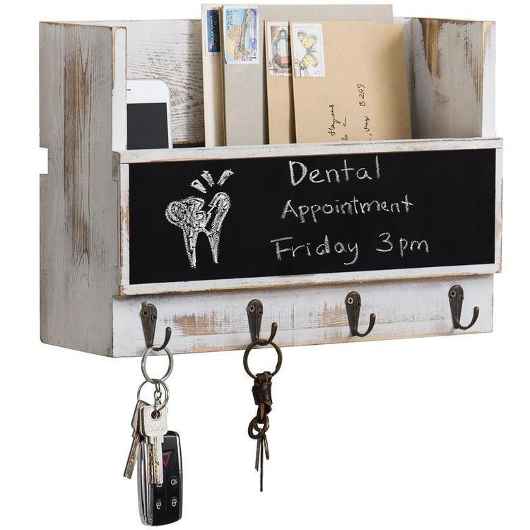 Whitewashed Wall-Mounted Mail Holder - MyGift