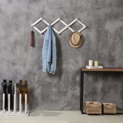 Whitewashed Wood Accordion Peg Coat Rack