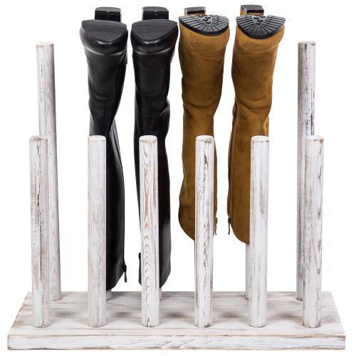 Whitewashed Wood Boot Storage Rack, For 6 Pairs - MyGift