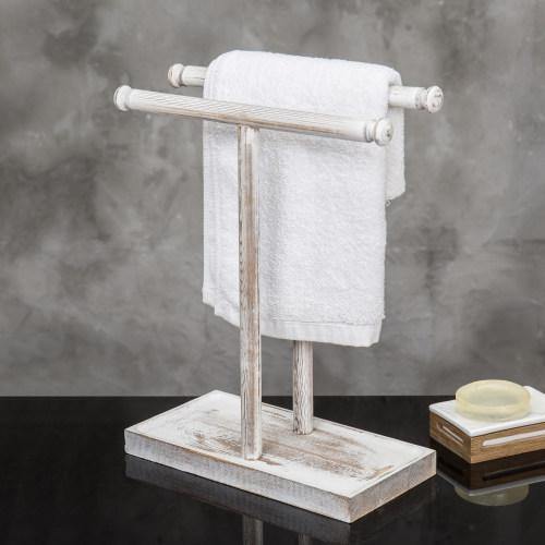 Whitewashed Wood Countertop Hand Towel Stand