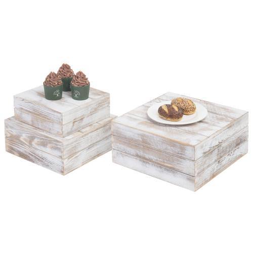 Whitewashed Wood Display Risers, Set of 3 - MyGift