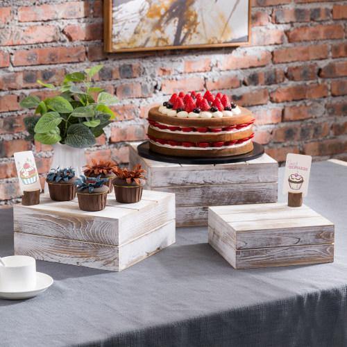 Whitewashed Wood Display Risers, Set of 3 - MyGift