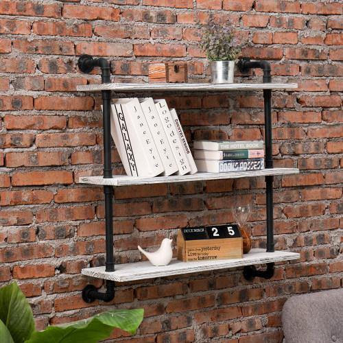 One Floating Shelf, Rustic Wall Shelf, Wood and Pipe Shelf, Open