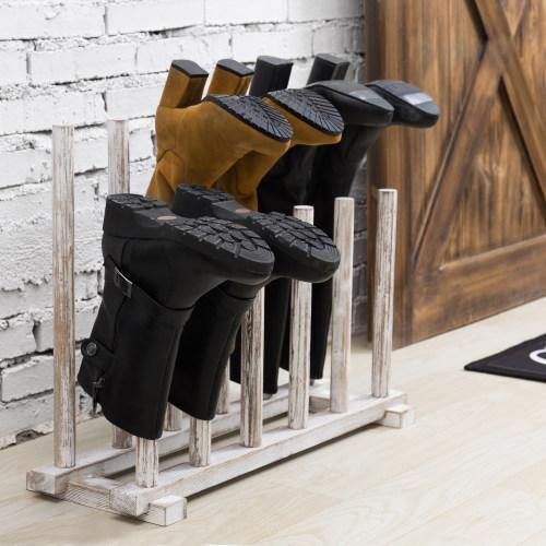 Whitewashed Wood Inverted Boot Storage Rack - MyGift