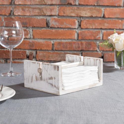 Whitewashed Wood Napkin Holder - MyGift