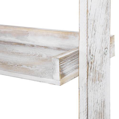 Whitewashed Wood Over-The-Toilet Ladder Shelf - MyGift