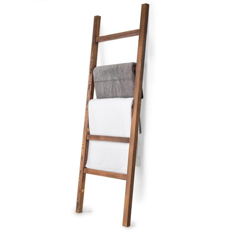 4.5-Foot Brown Wood Decorative Blanket Storage Ladder - MyGift Enterprise LLC