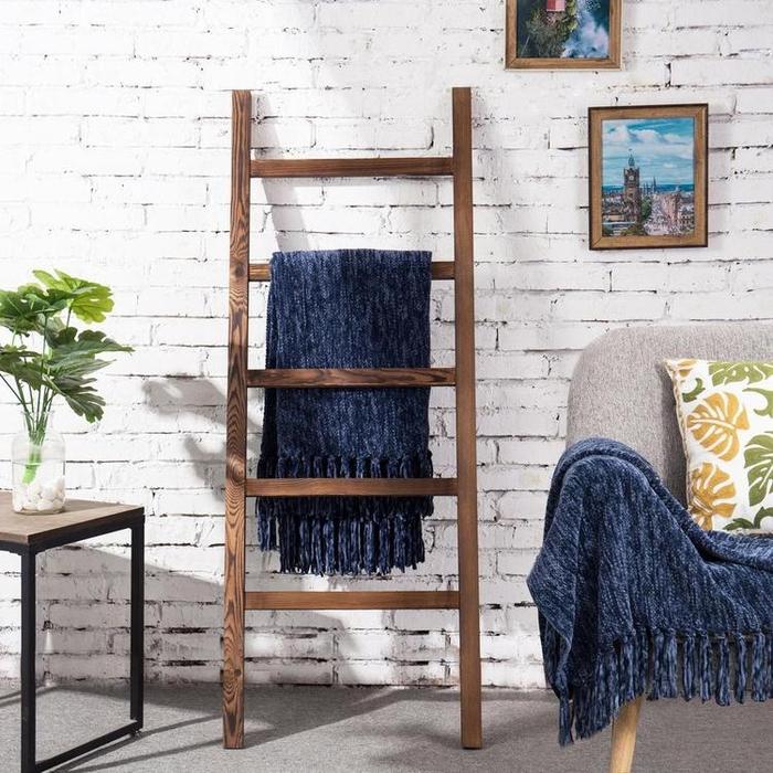Wood Blanket/Towel Ladder, Natural Reclaimed Wood