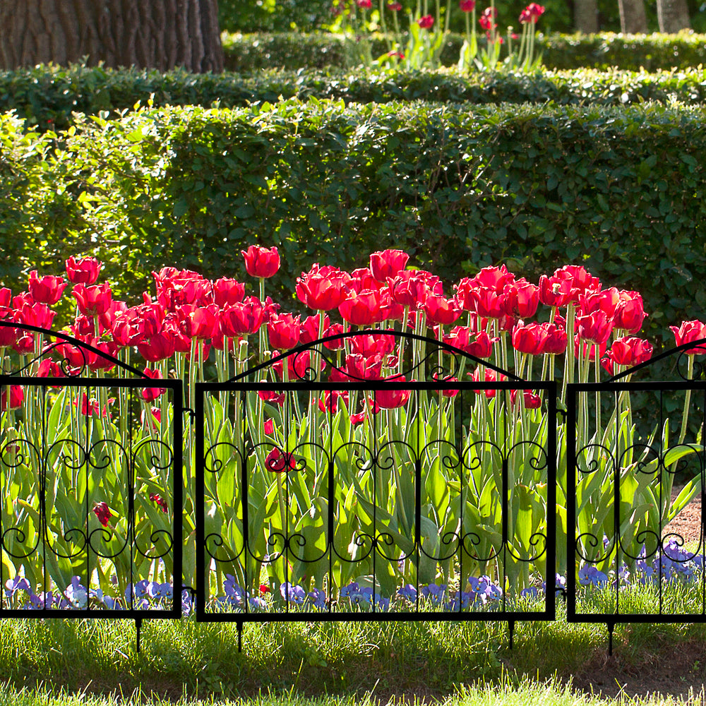 Spring garden metal fence in front