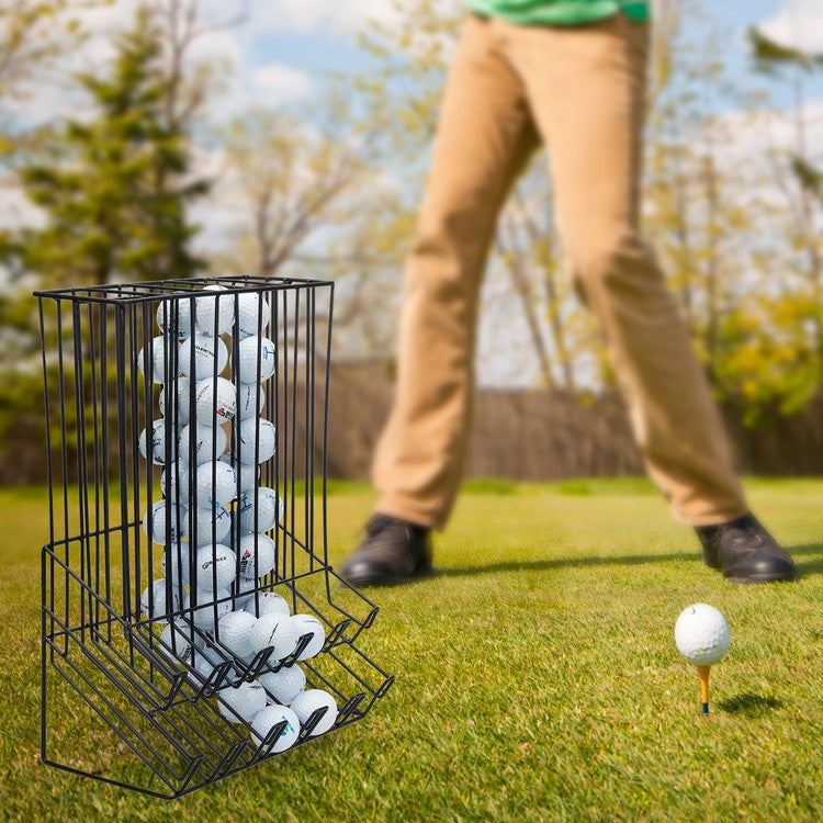 Tiered Golf Ball Holder, Wall Mounted Black Wood Golf Display Case Cabinet Shelf, Holds 16 Balls