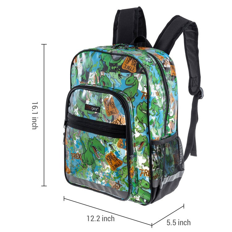 backpack for laptops up to 16-inch green black 16 Inch Clear PVC School Backpack with Green Dinosaur Pattern and Blac – MyGift