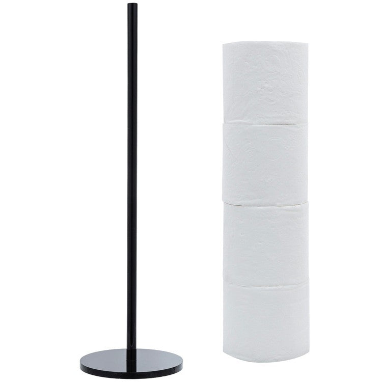 Black Acrylic Toilet Paper Roll Storage Holder, Freestanding Bathroom Tissue Stand-MyGift