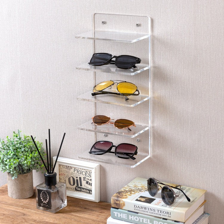 5 Tier Clear Acrylic Sunglasses Holder Rack, Retail Eyewear Showcase Storage Organizer-MyGift