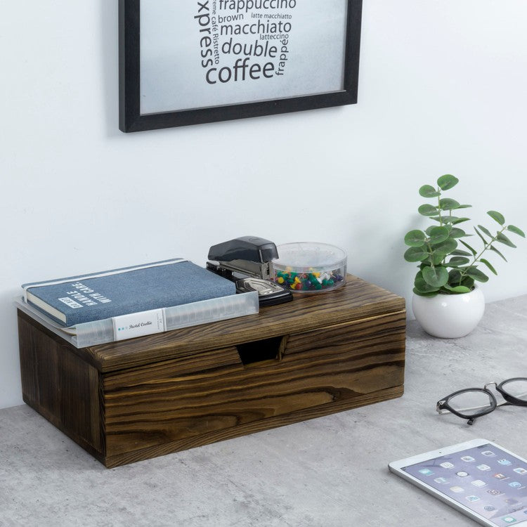 Brown Wood Decorative Floating Display Shelf, Wall Mounted Bedroom Nightstand or Living Room Side Table-MyGift