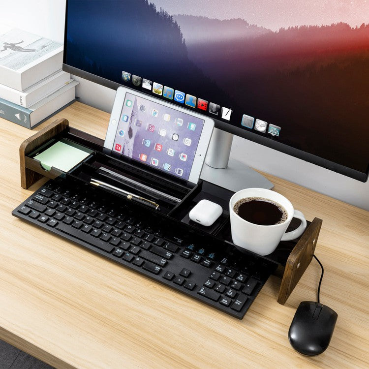 Desktop Storage Organizer, Dark Gray Acrylic Over Keyboard Office Desk Flow Tray-MyGift