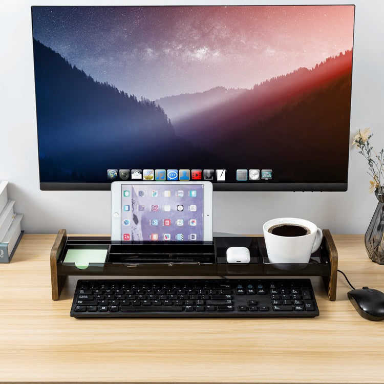 Desktop Storage Organizer, Dark Gray Acrylic Over Keyboard Office Desk Flow Tray-MyGift