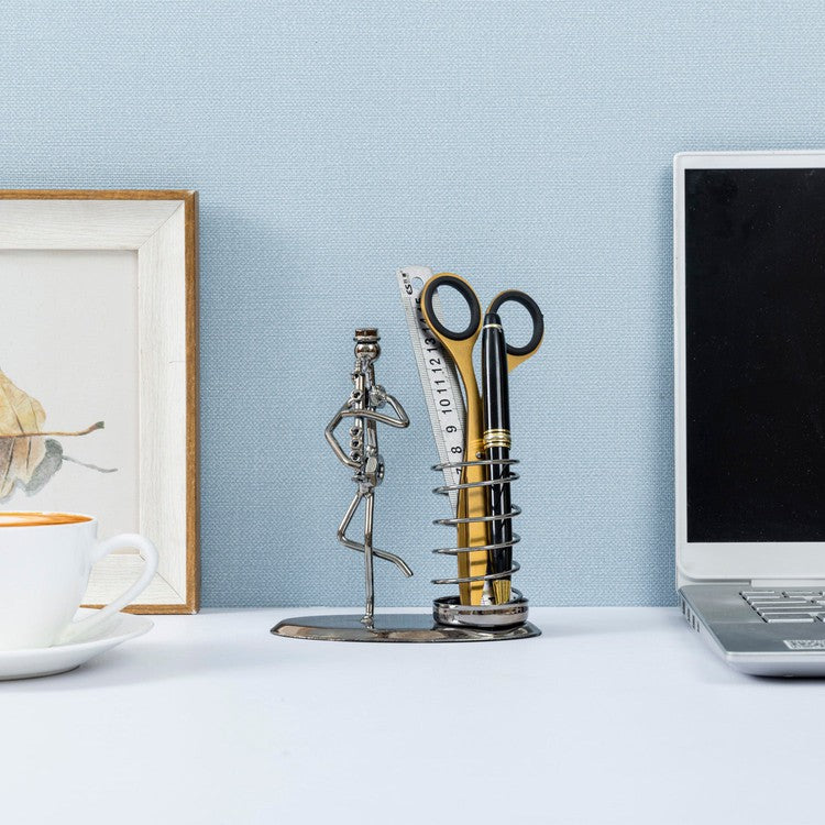 Gun Metal Pen Holder, Musical Jazz Clarinet Office Desk Pencil Cup for Signature Pens-MyGift