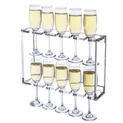 2 Tier Clear Acrylic Wall Mounted Champagne Flute Glasses Holder Display Rack, Hanger Storage Shelf-MyGift