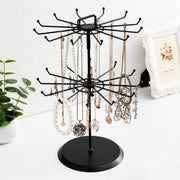 Black Metal Jewelry Tower Display Stand/Necklace Organizer w/ Hairclip Holder
