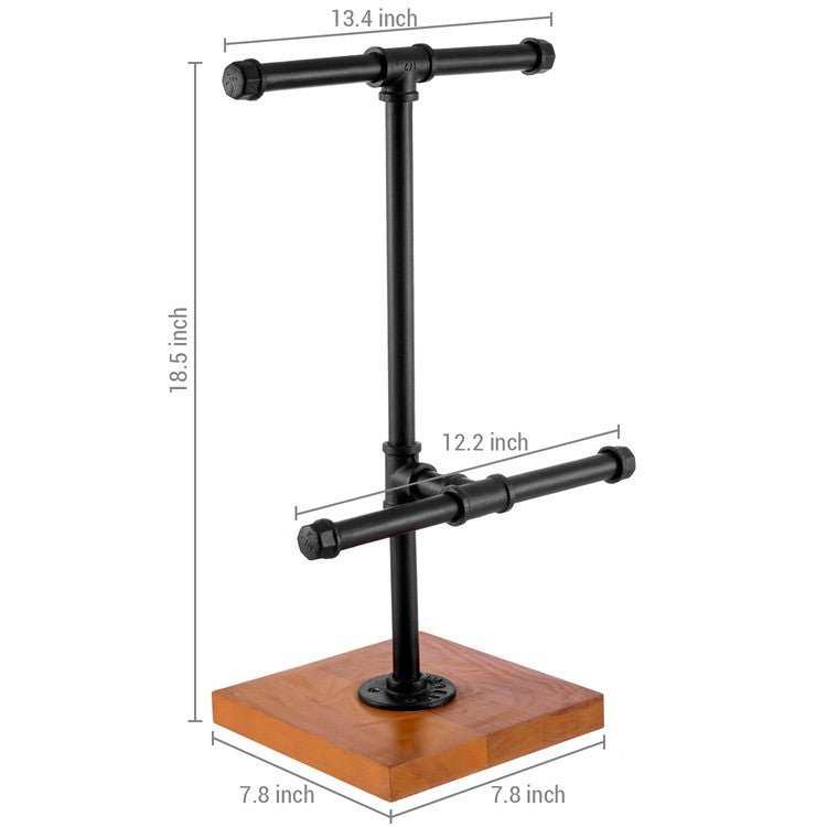2-Tier Metal Industrial Black Pipe T-Bar Jewelry Display Rack and Neck ...