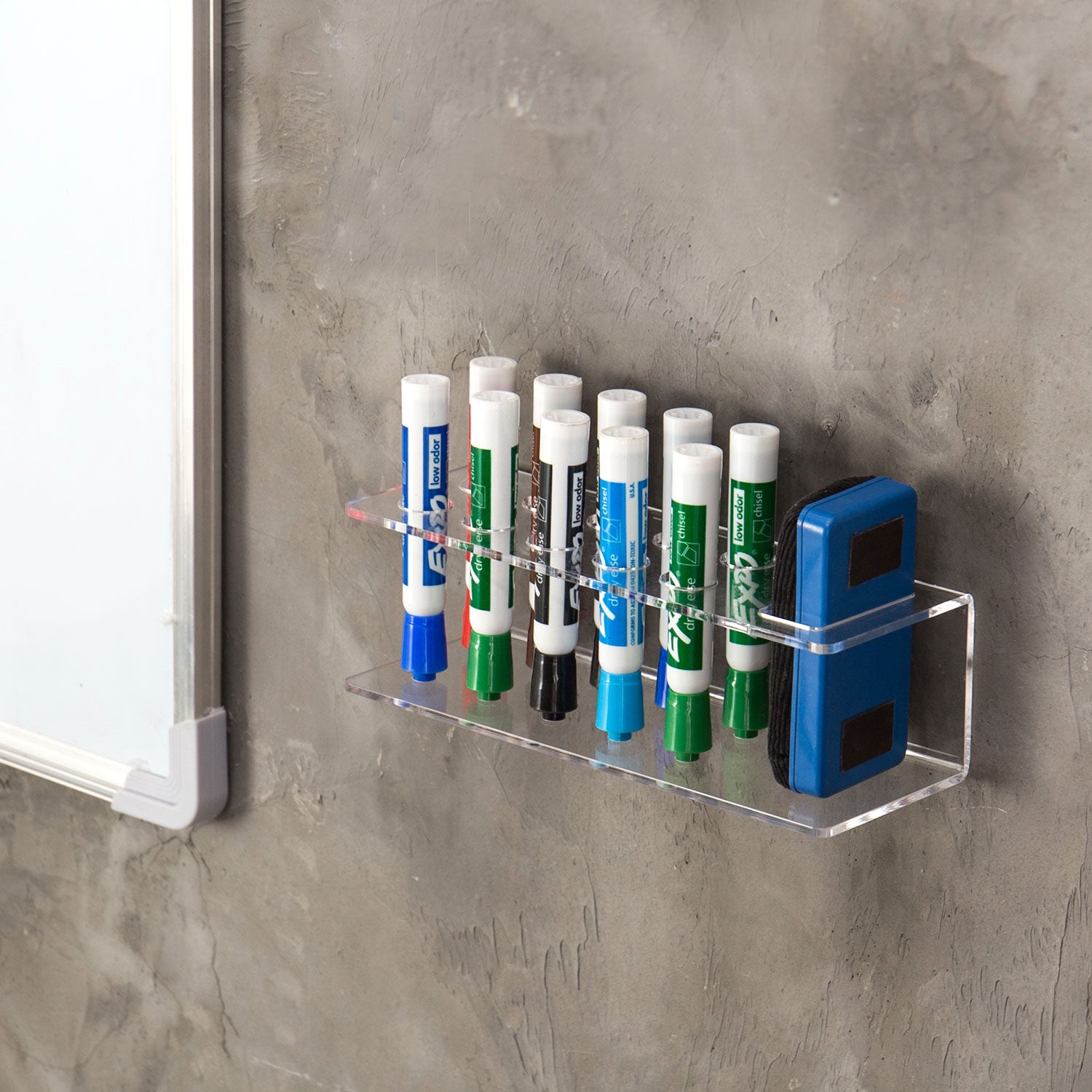 Transparent Acrylic 10 Slot Dry Erase Marker Holder Rack