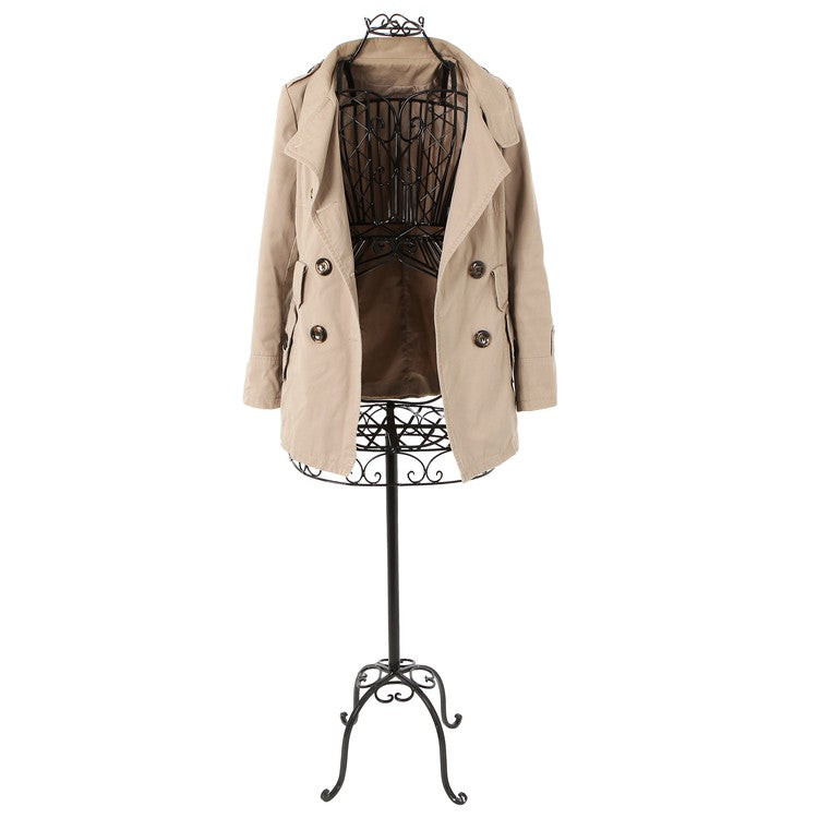 Black Metal Adjustable Wire Frame Dress Form Stand, Freestanding Mannequin Garment Rack-MyGift