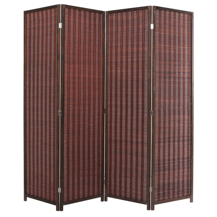 Brown Woven Bamboo Folding Room Divider w/ 4 Panels-MyGift