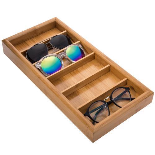 Modern Bamboo 6-Slot Sunglasses Display Tray - MyGift