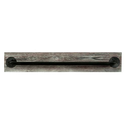Torched Wood & Black Metal Industrial Pipe Towel Bar-MyGift