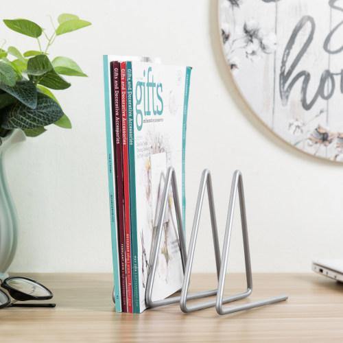 Triangular Silver Tone Wire Magazine/Mail/File Sorter, 3 Slots - MyGift