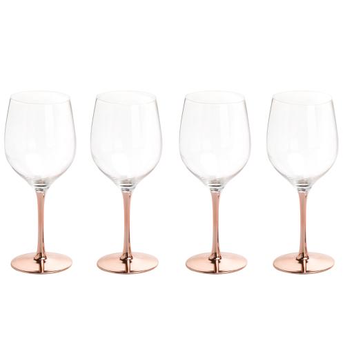 Modern 20 oz Copper-Toned Stemmed Wine Glasses, Set of 4-MyGift