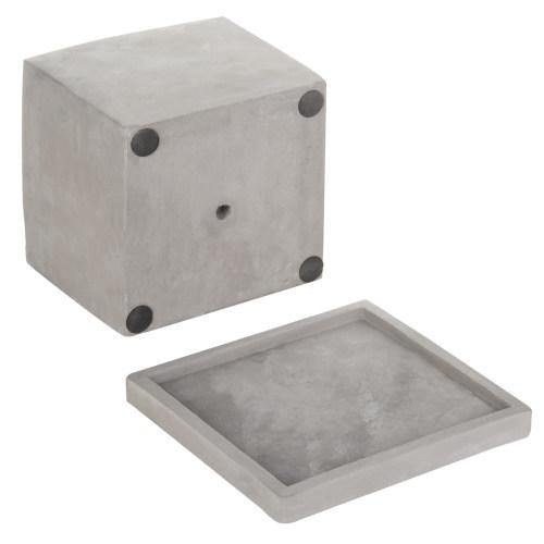 Gray Clay Cube Planters with Removable Trays, Set of 2 - MyGift